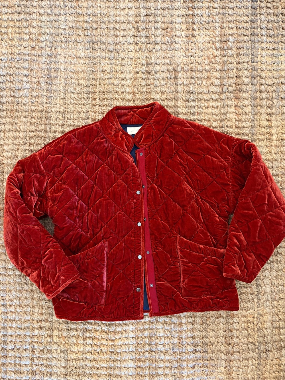Melloday Velvet Quilted Jacket Red Rust Size Large